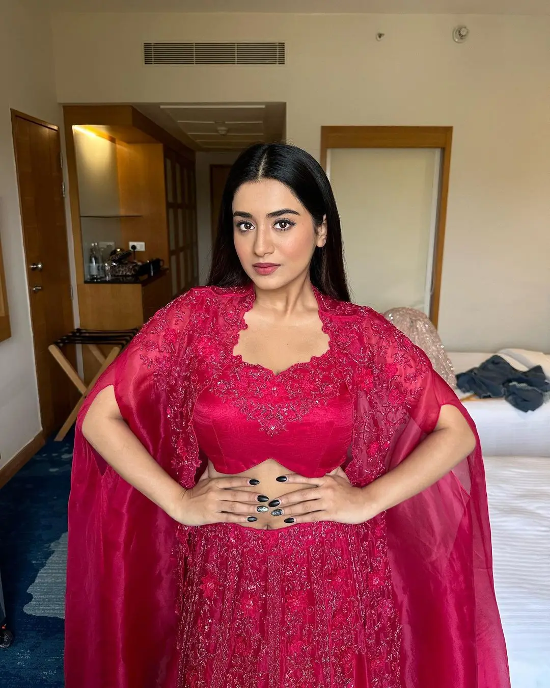 Tollywood Actress Rashi Singh Stills in Red Lehenga Choli